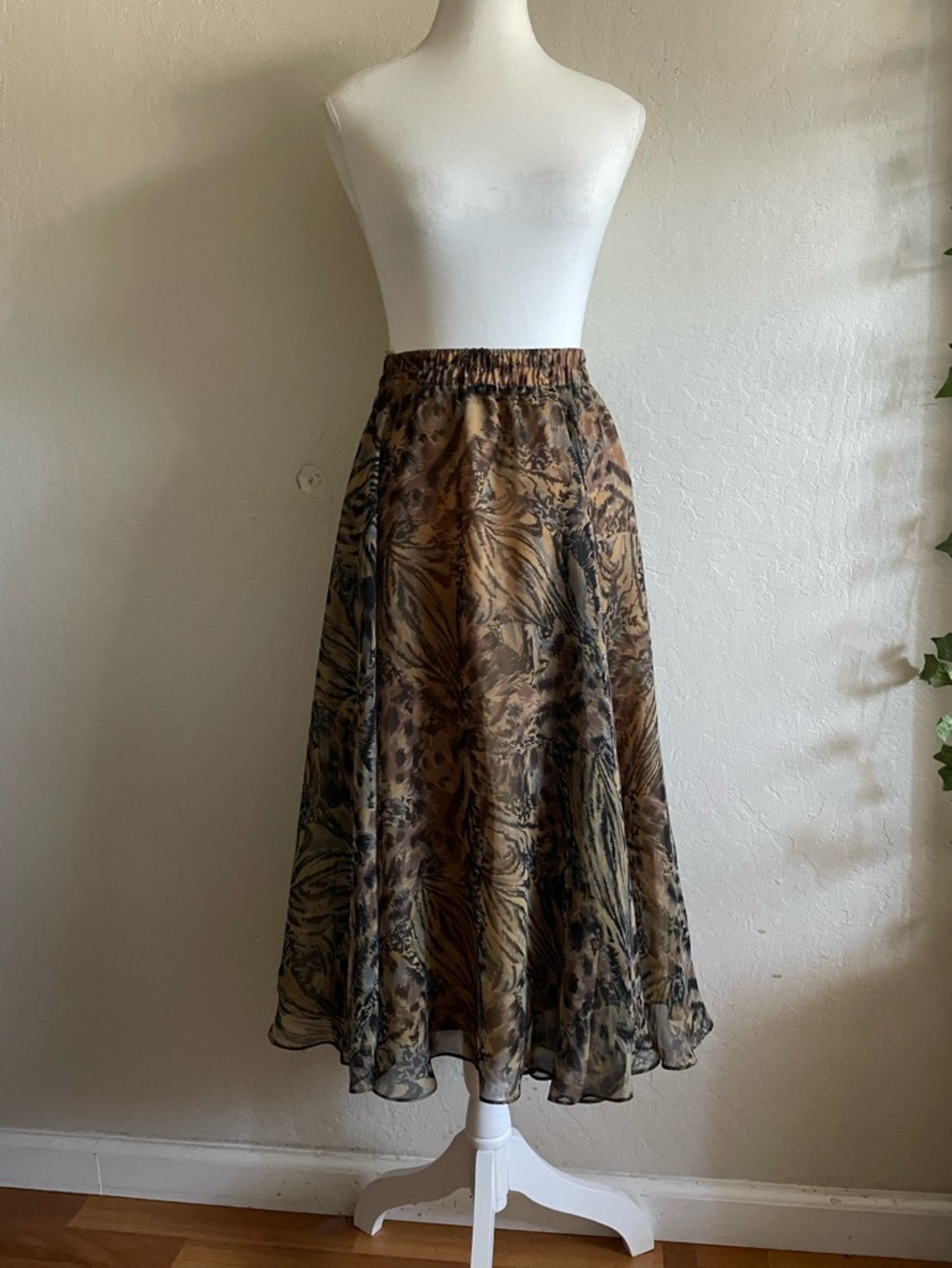 Animal print vintage chiffon circle skirt - Picture 4 of 14
